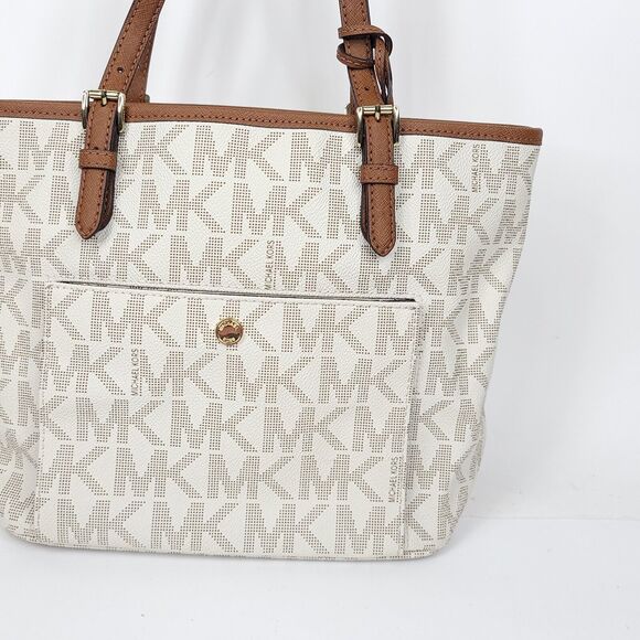 Michael Kors Jet Set Large Signature Tote Shoulder Bag Logo Womens - Picture 7 of 12